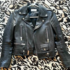 YSL Leather Moto Jacket size 34 (XS)